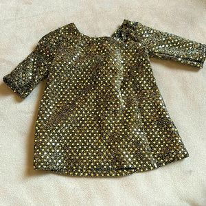 Gold glitter dress for any 18” doll Velcro closing in back home sewn